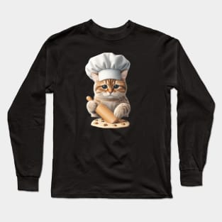 Adorable Cat Baker: Kneading Love into Every Biscuit Long Sleeve T-Shirt